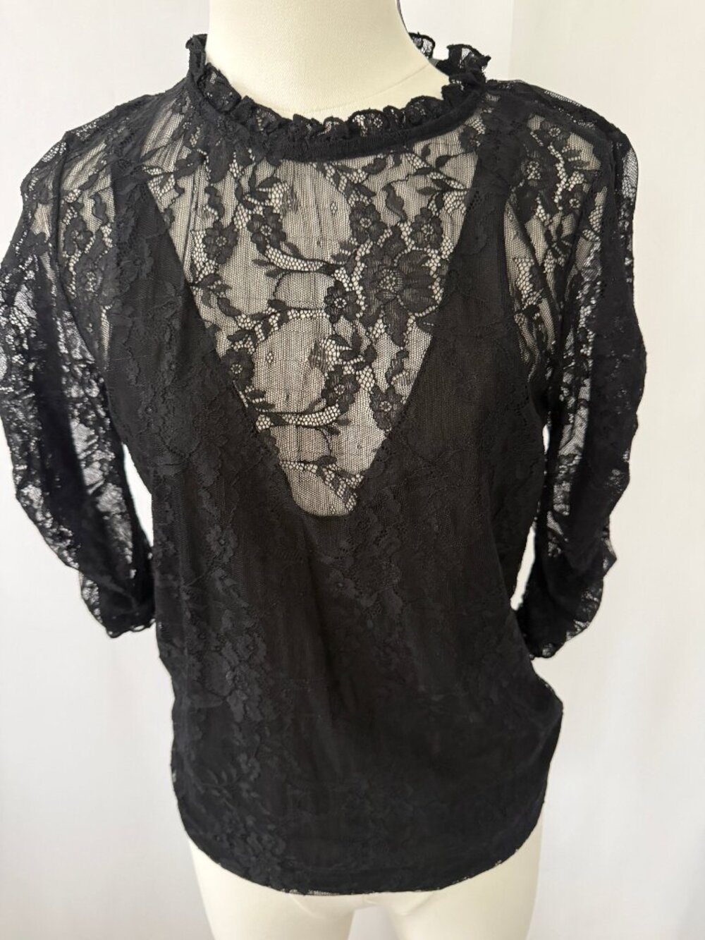 Anthropologie Black Sheer Lace Blouse – Size S – New With Tags